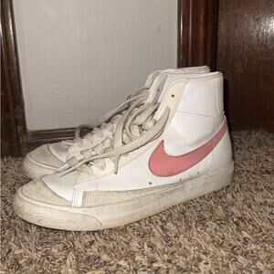 Nike White and Pink High-Top Blazers